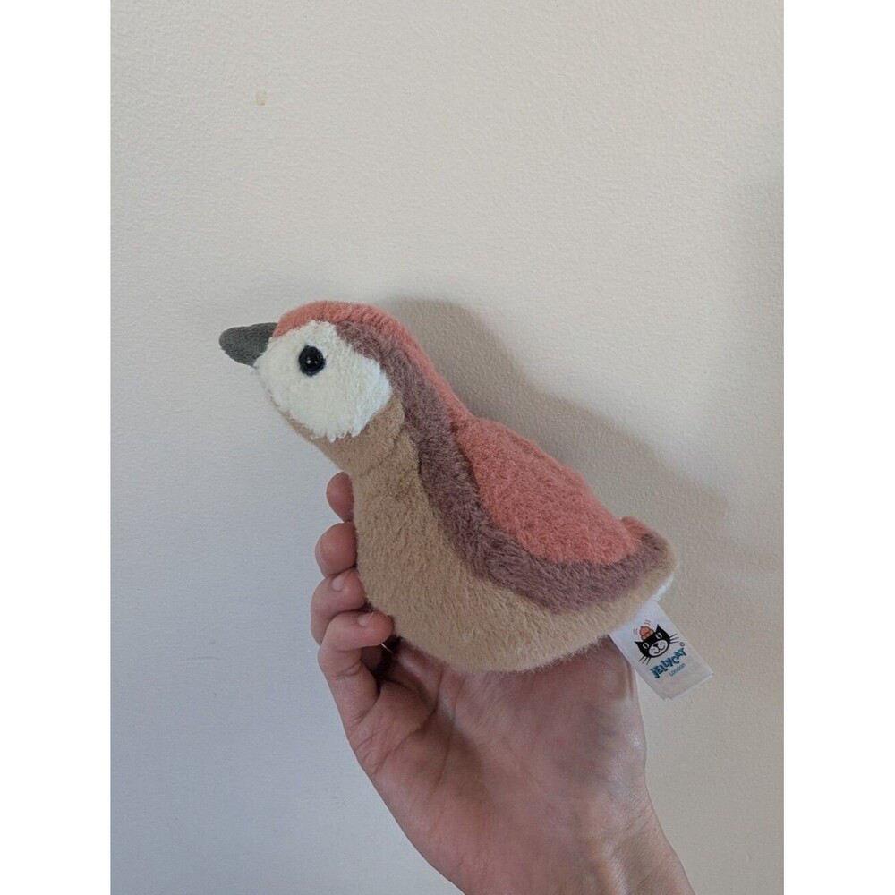 Rare Jellycat 6" Birdling Wren Kawaii Plush Bird Toy - Peach, Brown, Cream
